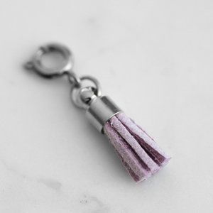 Maker Collection Silver Mauve Suede Tassel Charm